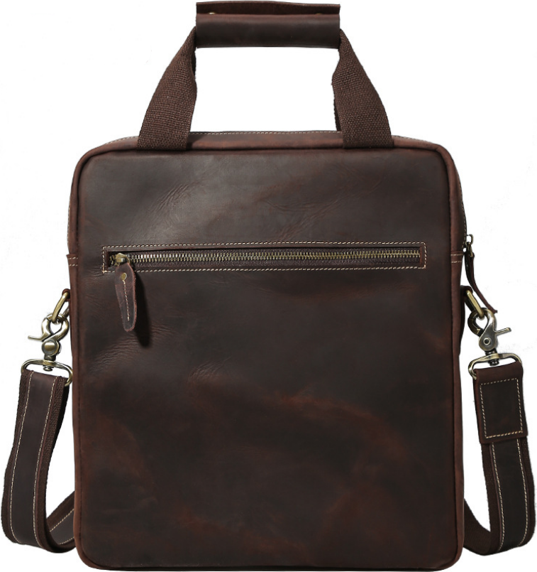 Мужская вертикальная сумка-мессенджер коричневого цвета в стиле винтаж Tiding Bag (21219)