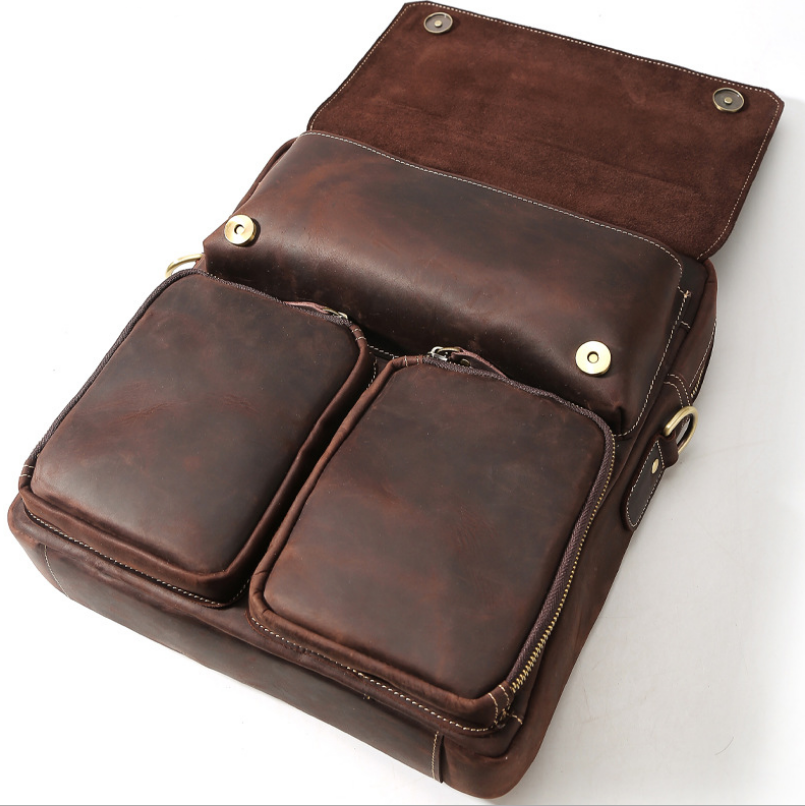 Чоловіча вертикальна сумка-месенджер коричневого кольору в стилі вінтаж Tiding Bag (21219)