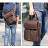 Мужская вертикальная сумка-мессенджер коричневого цвета в стиле винтаж Tiding Bag (21219) - 7