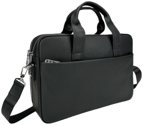 Ділова чоловіча сумка з натуральної шкіри для ноутбука до 15" Tiding Bag чорного кольору 95501