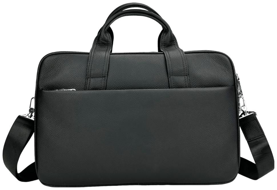 Деловая мужская сумка из натуральной кожи для ноутбука до 15" Tiding Bag черного цвета 95501 modnotak фото №4