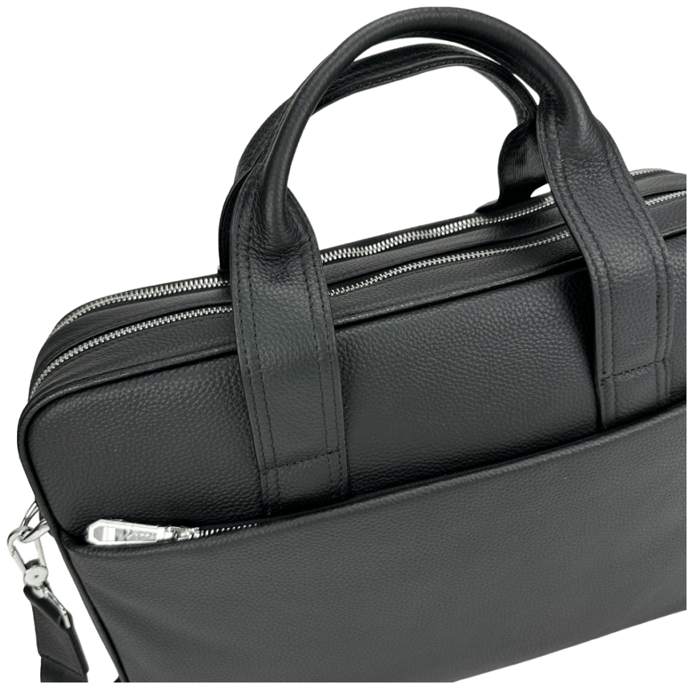 Деловая мужская сумка из натуральной кожи для ноутбука до 15" Tiding Bag черного цвета 95501 modnotak фото №5