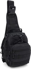 Чоловіча тактична текстильна сумка-слінг чорного кольору Monsen (56001)