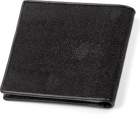 Мужское портмоне из фактурной кожи морского ската черного цвета STINGRAY LEATHER (024-18001)
