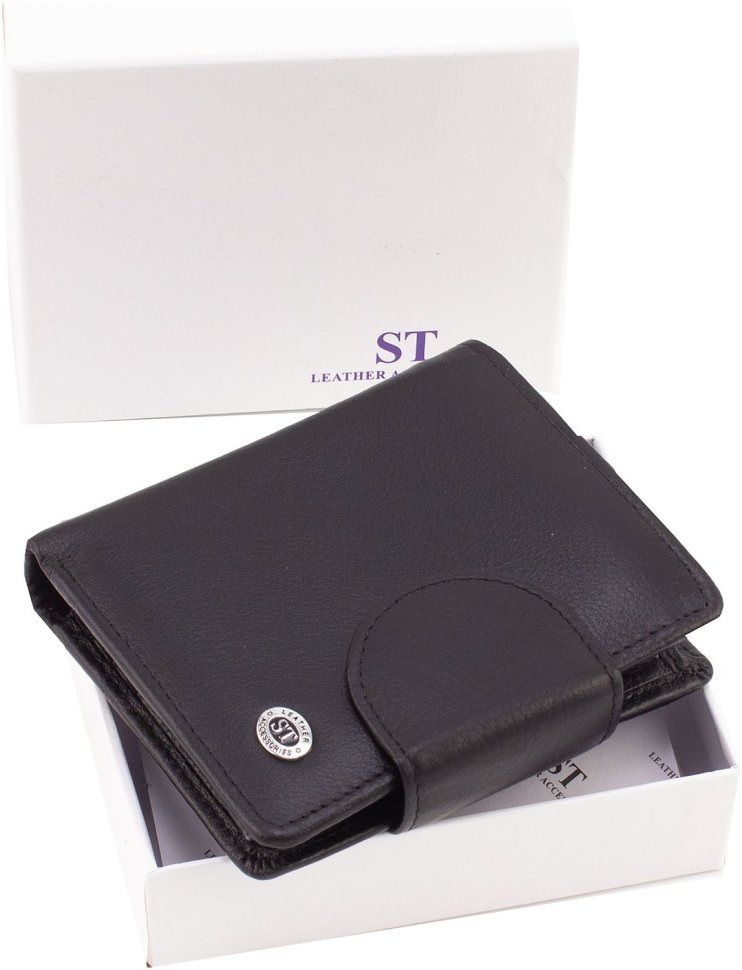 Чорний жіночий гаманець маленького розміру із натуральної шкіри ST Leather 1767301