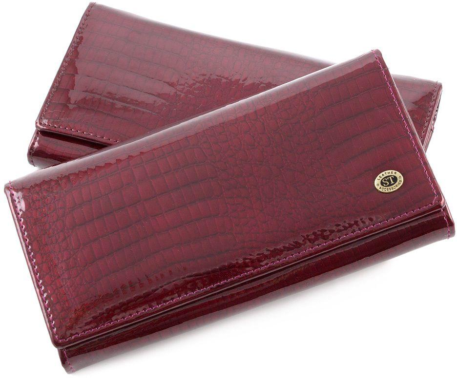 Жіночий лаковий гаманець бордового кольору на кнопці ST Leather (16308)