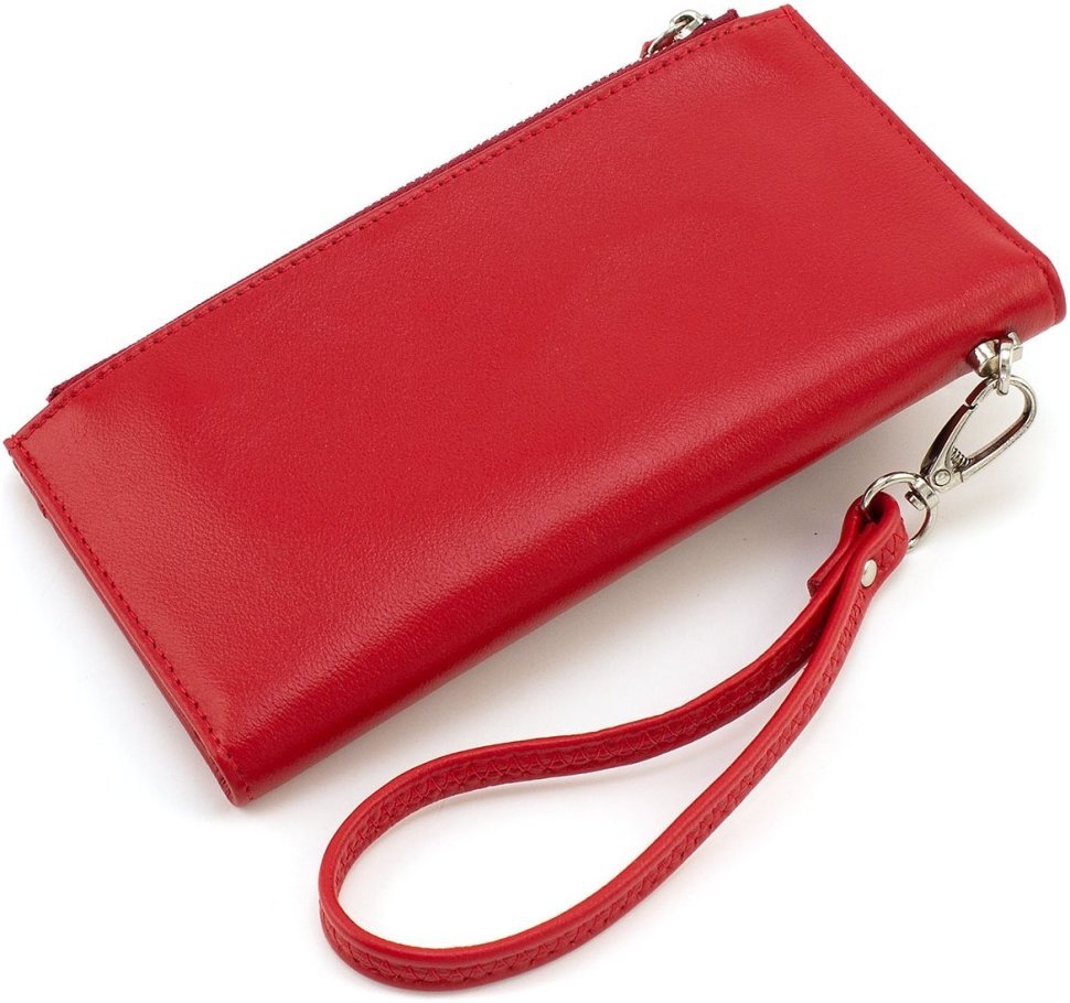Червоний жіночий купюрник із натуральної шкіри на кнопках ST Leather 1767401