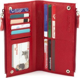 Червоний жіночий купюрник із натуральної шкіри на кнопках ST Leather 1767401