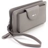 Світло-сірий жіночий гаманець-клатч із натуральної шкіри на зап'ястя Karya 67501