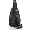 Кожаный мужской вертикальный слинг-рюкзак черного цвета Tiding Bag 77501 - 4