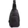 Кожаный мужской вертикальный слинг-рюкзак черного цвета Tiding Bag 77501 - 6