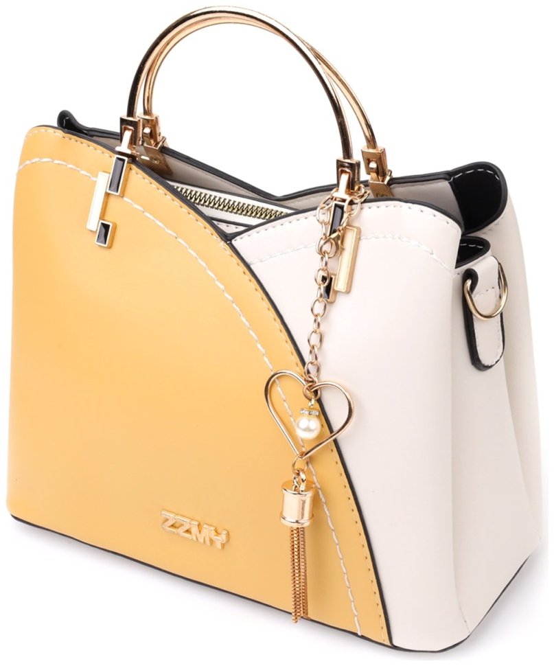 Деловая женская сумка на каждый день из прочного кожзама с короткими ручками Vintage разноцветная 97601 modnotak фото №1