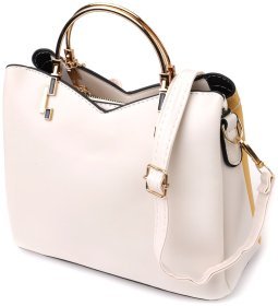 Деловая женская сумка на каждый день из прочного кожзама с короткими ручками Vintage разноцветная 97601