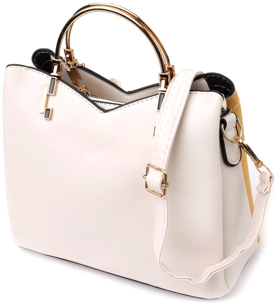 Деловая женская сумка на каждый день из прочного кожзама с короткими ручками Vintage разноцветная 97601 modnotak фото №2