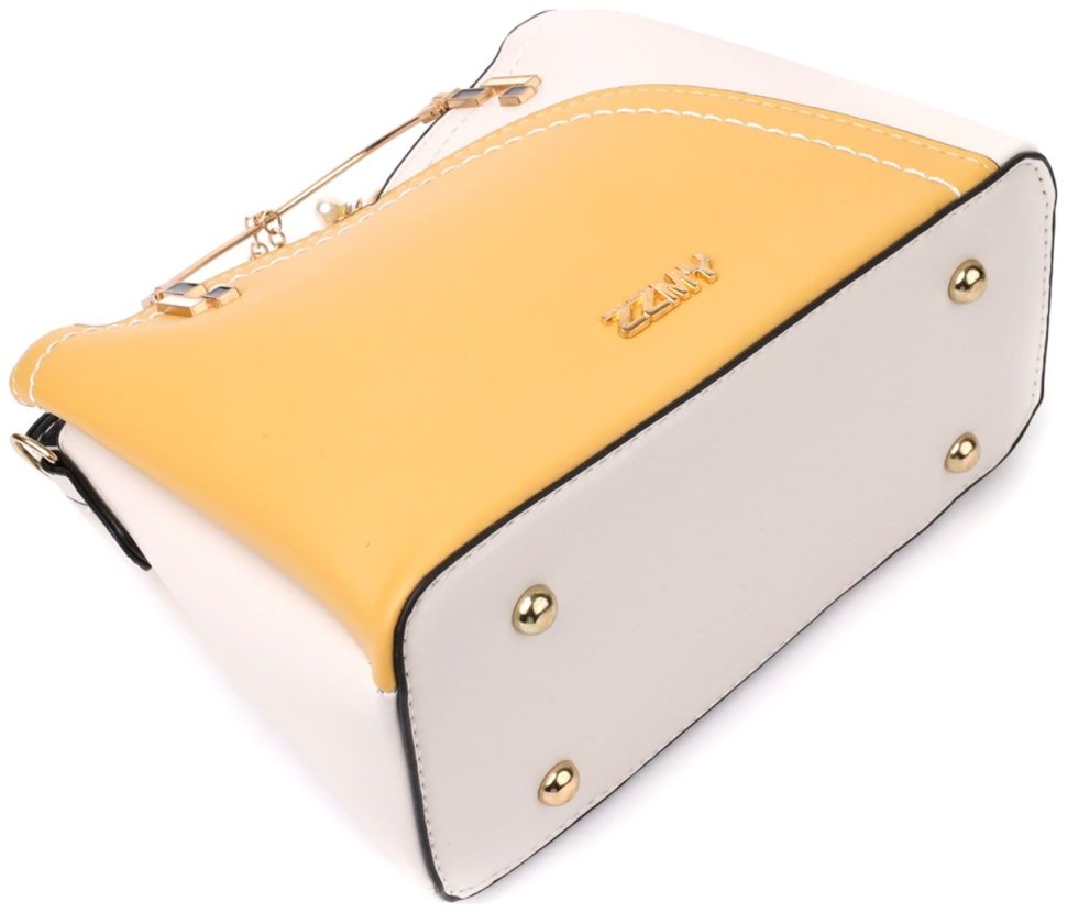 Деловая женская сумка на каждый день из прочного кожзама с короткими ручками Vintage разноцветная 97601 modnotak фото №3