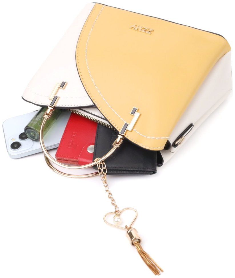 Деловая женская сумка на каждый день из прочного кожзама с короткими ручками Vintage разноцветная 97601 modnotak фото №6