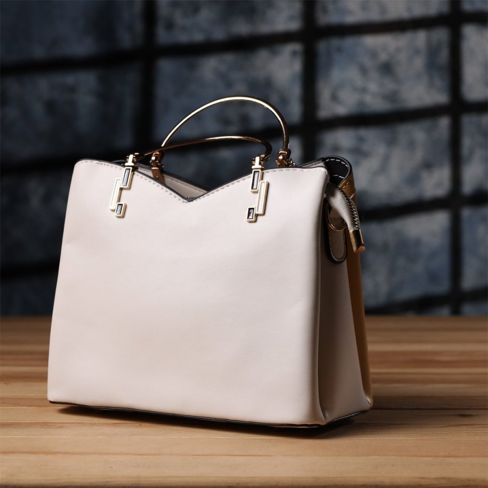 Деловая женская сумка на каждый день из прочного кожзама с короткими ручками Vintage разноцветная 97601 modnotak фото №8