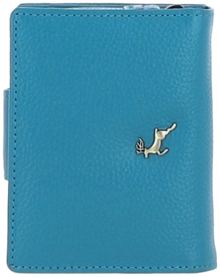 Стильный женский кожаный кошелек с ID-окошком для документов Ashwood Y60 Turq 97801 голубого цвета modnotak фото №3