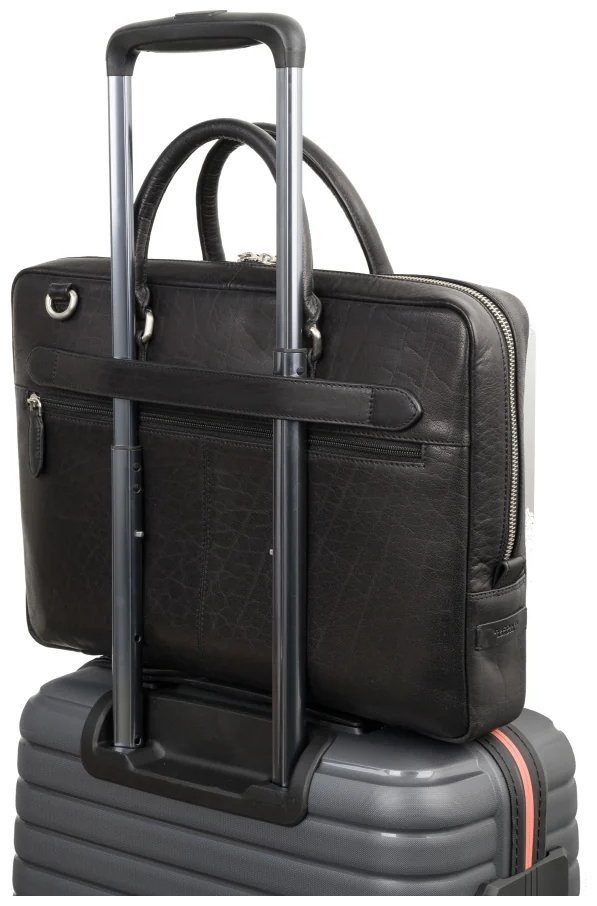 Деловая сумка из натуральной гладкой кожи для ноутбука до 13" через плечо ML50 черного цвета 108001 фото №7 Деловая сумка из натуральной гладкой кожи для ноутбука до 13" через плечо ML50 черного цвета 108001 modnotak фото №7