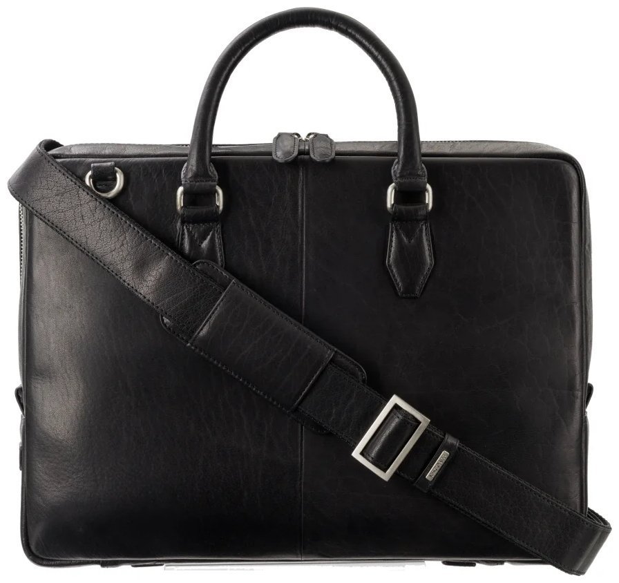 Деловая сумка из натуральной гладкой кожи для ноутбука до 13" через плечо ML50 черного цвета 108001 фото №5 Деловая сумка из натуральной гладкой кожи для ноутбука до 13" через плечо ML50 черного цвета 108001 modnotak фото №5