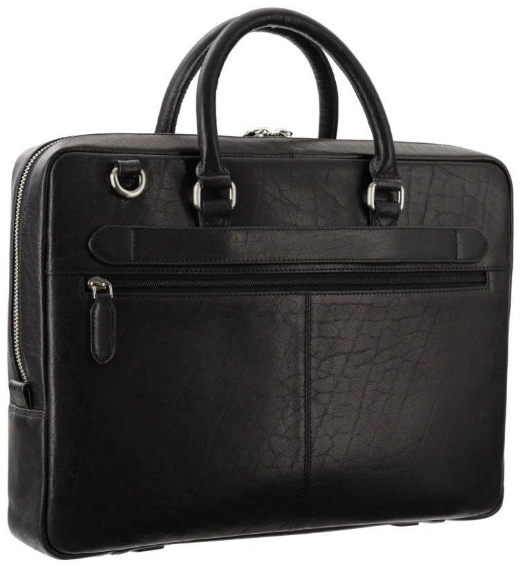 Деловая сумка из натуральной гладкой кожи для ноутбука до 13" через плечо ML50 черного цвета 108001 фото №4 Деловая сумка из натуральной гладкой кожи для ноутбука до 13" через плечо ML50 черного цвета 108001 modnotak фото №4
