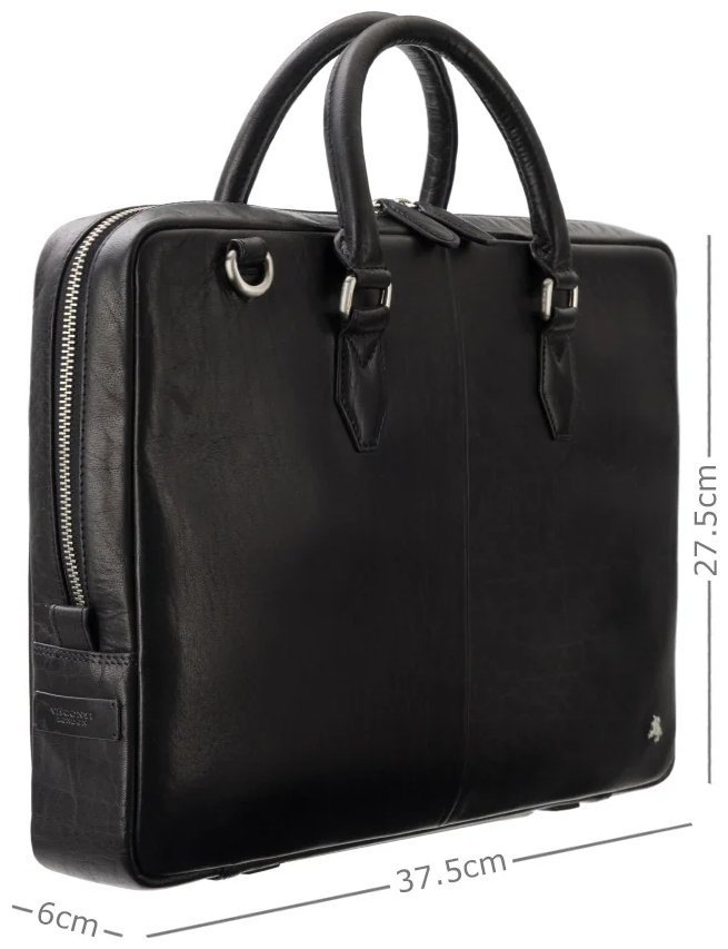 Деловая сумка из натуральной гладкой кожи для ноутбука до 13" через плечо ML50 черного цвета 108001 фото №3 Деловая сумка из натуральной гладкой кожи для ноутбука до 13" через плечо ML50 черного цвета 108001 modnotak фото №3