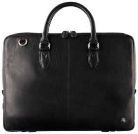 Ділова сумка з натуральної гладкої шкіри для ноутбука до 13" через плече ML50 чорного кольору 108001