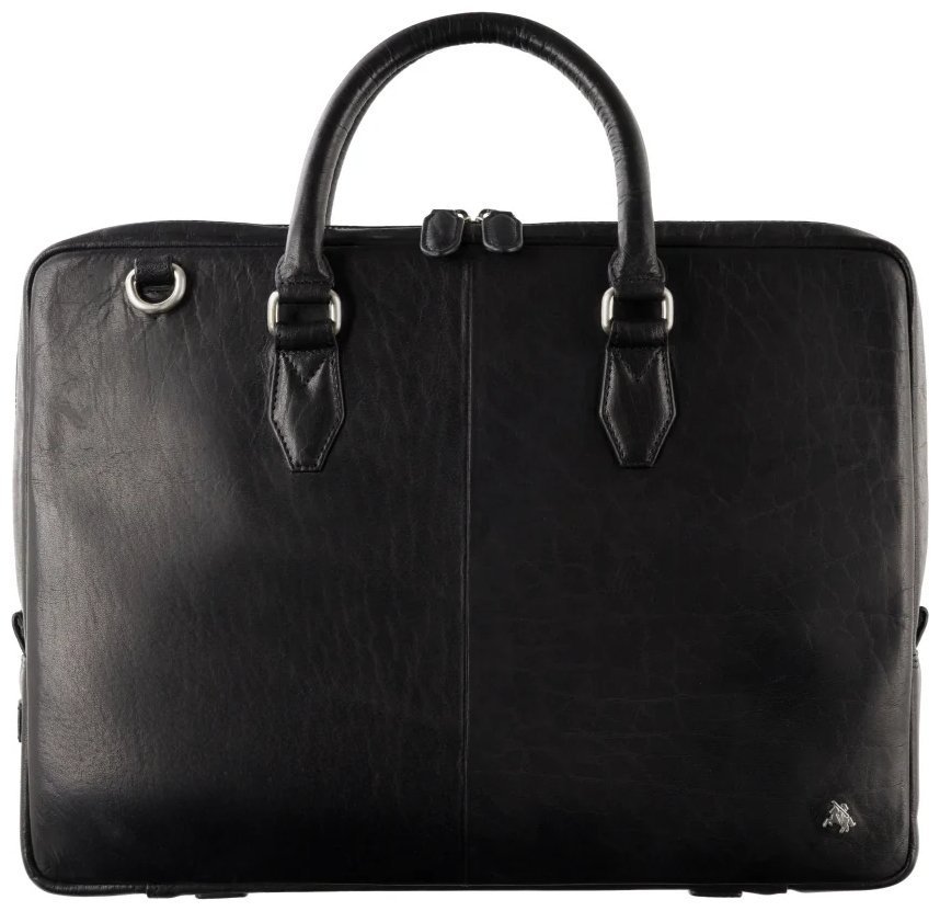 Деловая сумка из натуральной гладкой кожи для ноутбука до 13" через плечо ML50 черного цвета 108001 фото №1 Деловая сумка из натуральной гладкой кожи для ноутбука до 13" через плечо ML50 черного цвета 108001 modnotak фото №1