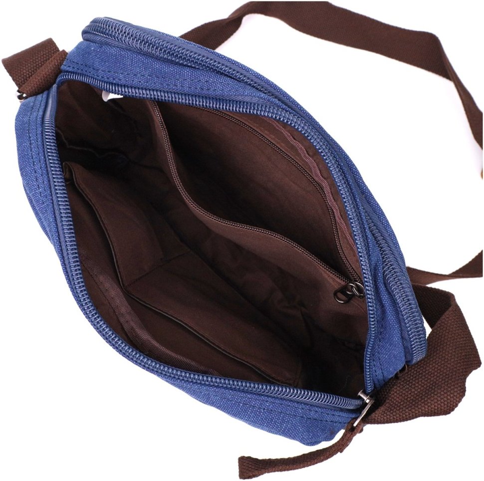 Синяя мужская сумка-мессенджер среднего размера из плотного текстиля Vintage 2422207