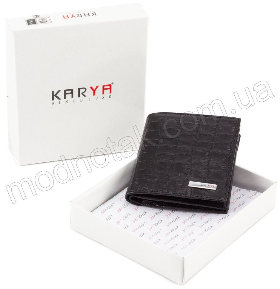 Кожаный маленький кошелек с тиснением KARYA (0953-53)