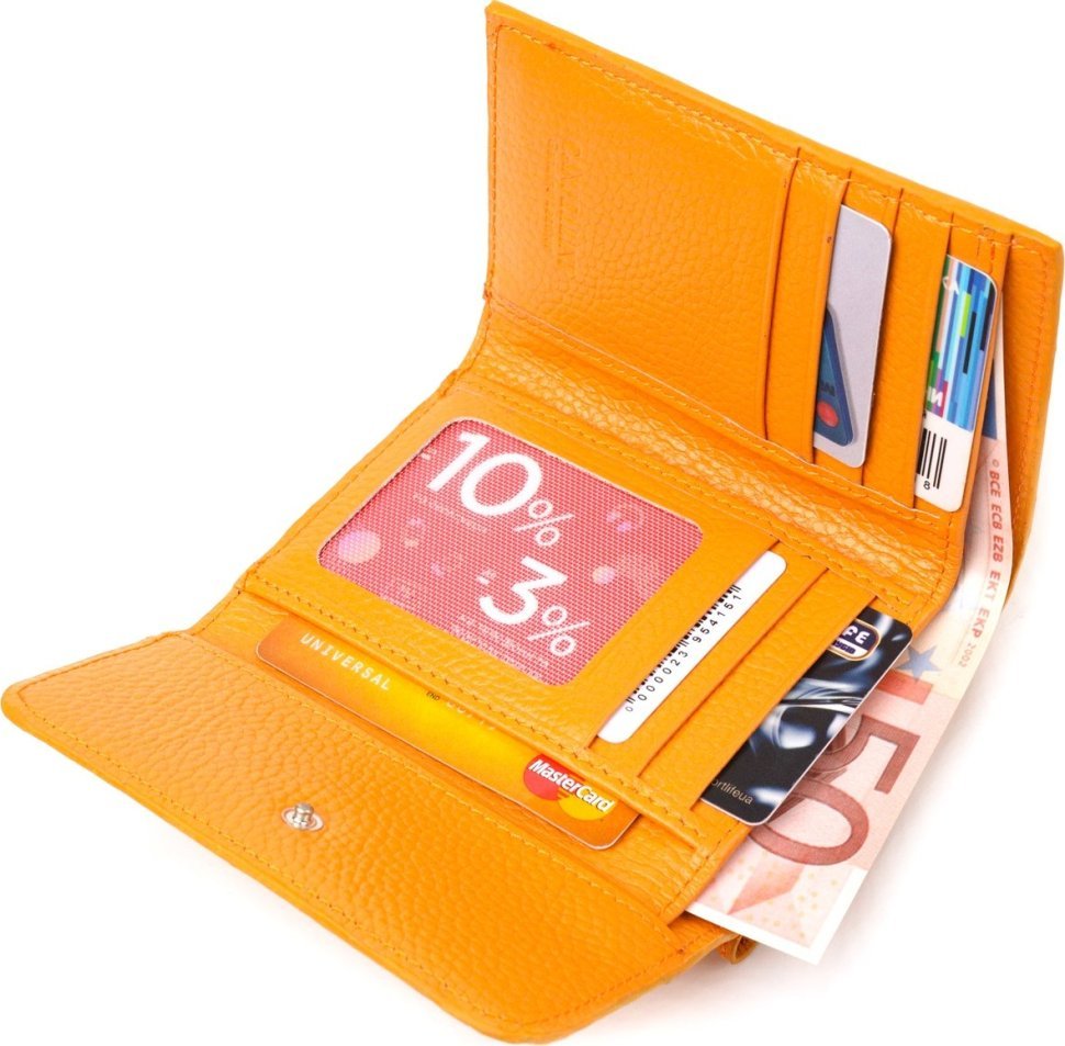 Середній жіночий гаманець помаранчевого кольору із натуральної шкіри флотар CANPELLINI (2421592)