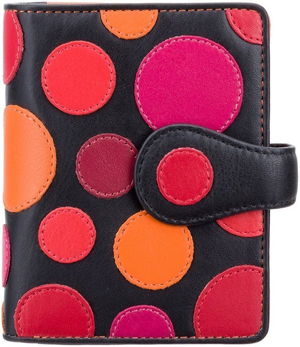 Маленький женский кошелек черного цвета в цветной горошек c RFID - Visconti Pluto 68901