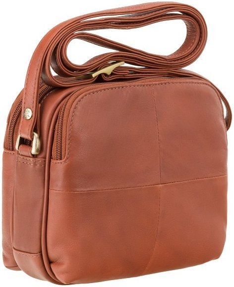 Светло-коричневая женская сумка через плечо из натуральной кожи на три молнии Visconti Holly 69001