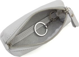 Белая женская ключница из натуральной итальянской кожи на молнии Grande Pelle (59101)