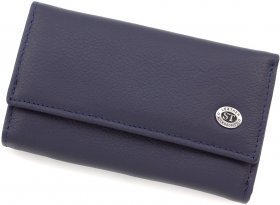 Темно-синяя ключница вертикального типа из натуральной кожи ST Leather (14021)