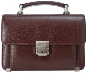 Невелика чоловіча барсетка із натуральної шкіри коричневого кольору з ручкою Desisan 79701