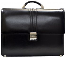 Чоловічий портфель з високоякісної гладкої шкіри у чорному кольорі Desisan 80002