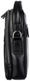 Черная мужская сумка-барсетка из фактурной кожи с короткой ручкой DESISAN 80202