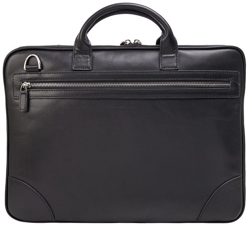 Деловая сумка из натуральной гладкой кожи черного цвета для документов и ноутбука Desisan 80302 modnotak фото №4