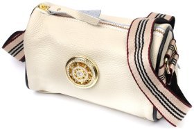 Женская наплечная сумка из натуральной кожи молочного цвета Vintage 2422264