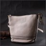 Плечова жіноча сумка з натуральної шкіри молочного кольору на магніті Vintage 2422365 - 8