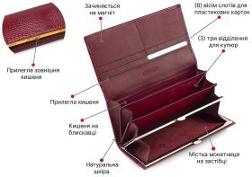 Просторный женский кошелек красного цвета из лаковой кожи под рептилию ST Leather 70802