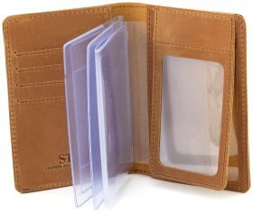 Обкладинка для автодокументів з вінтажної шкіри з малюнком Гелендваген ST Leather 90802 рудого кольору