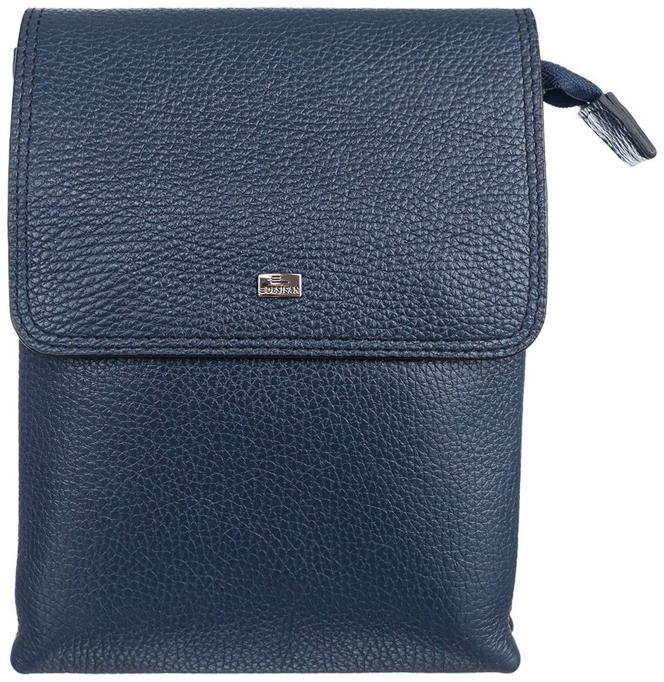 Кожаная мужская сумка через плечо DESISAN 81102 синего цвета modnotak фото №1