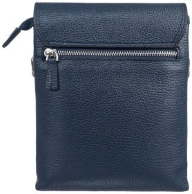 Шкіряна чоловіча сумка через плече DESISAN 81102 синього кольору