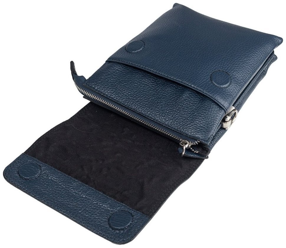 Кожаная мужская сумка через плечо DESISAN 81102 синего цвета modnotak фото №4