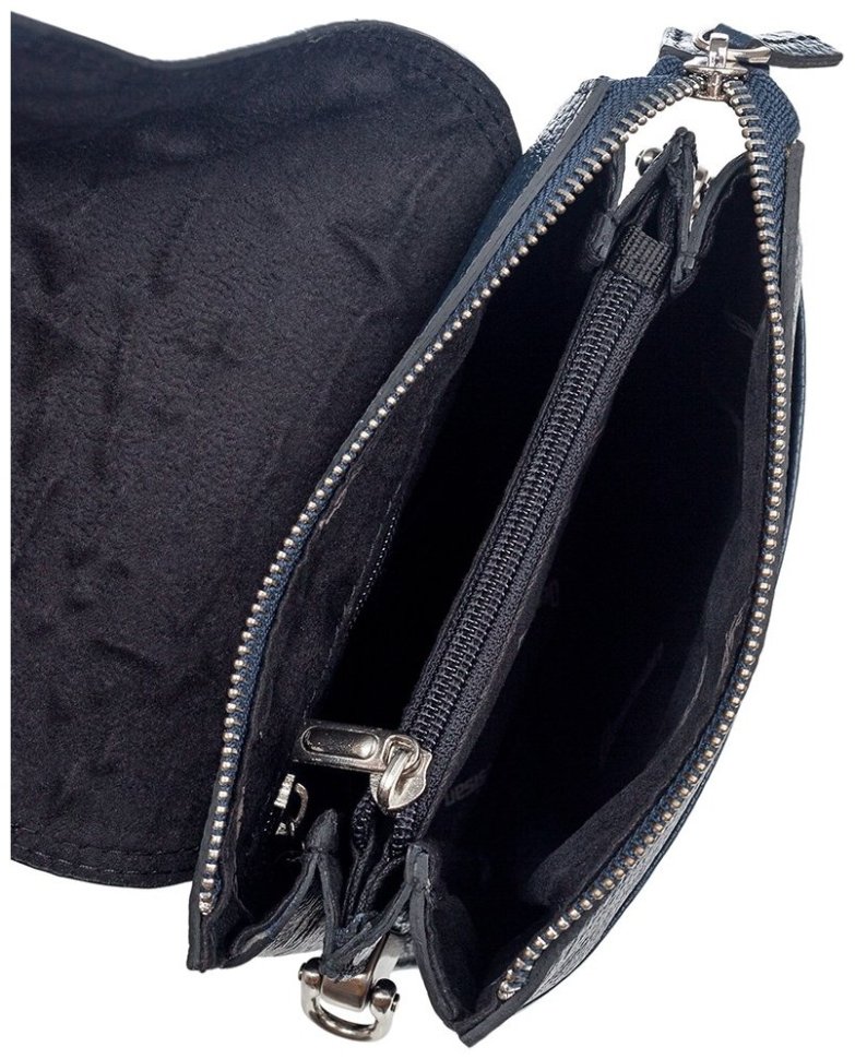 Кожаная мужская сумка через плечо DESISAN 81102 синего цвета modnotak фото №6