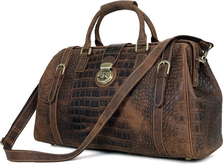 Саквояж из натуральной кожи с тиснением под крокодила VINTAGE STYLE (14410) фото №1 Саквояж из натуральной кожи с тиснением под крокодила VINTAGE STYLE (14410) modnotak фото №1