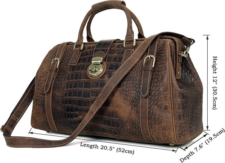 Саквояж из натуральной кожи с тиснением под крокодила VINTAGE STYLE (14410) фото №3 Саквояж из натуральной кожи с тиснением под крокодила VINTAGE STYLE (14410) modnotak фото №3