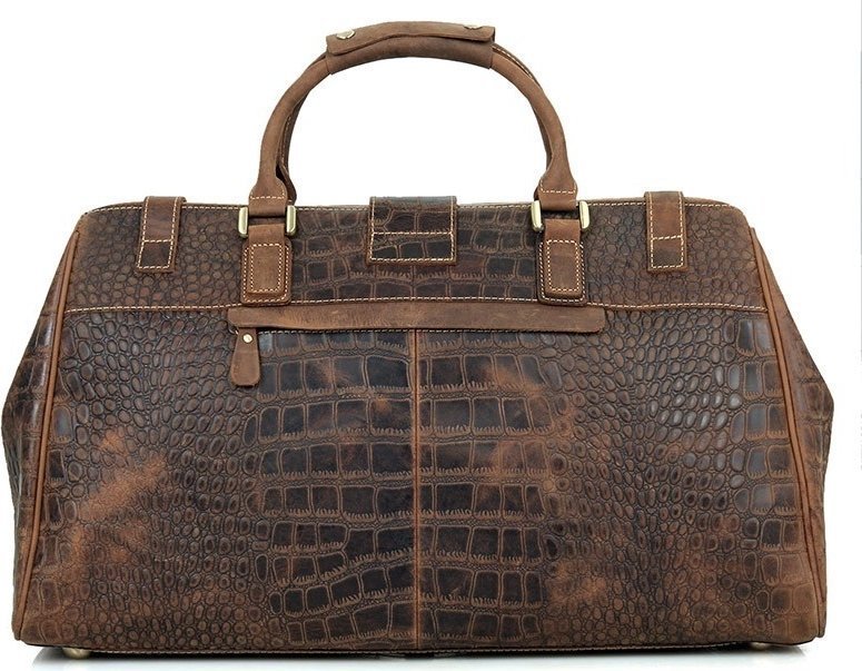 Саквояж из натуральной кожи с тиснением под крокодила VINTAGE STYLE (14410) фото №4 Саквояж из натуральной кожи с тиснением под крокодила VINTAGE STYLE (14410) modnotak фото №4